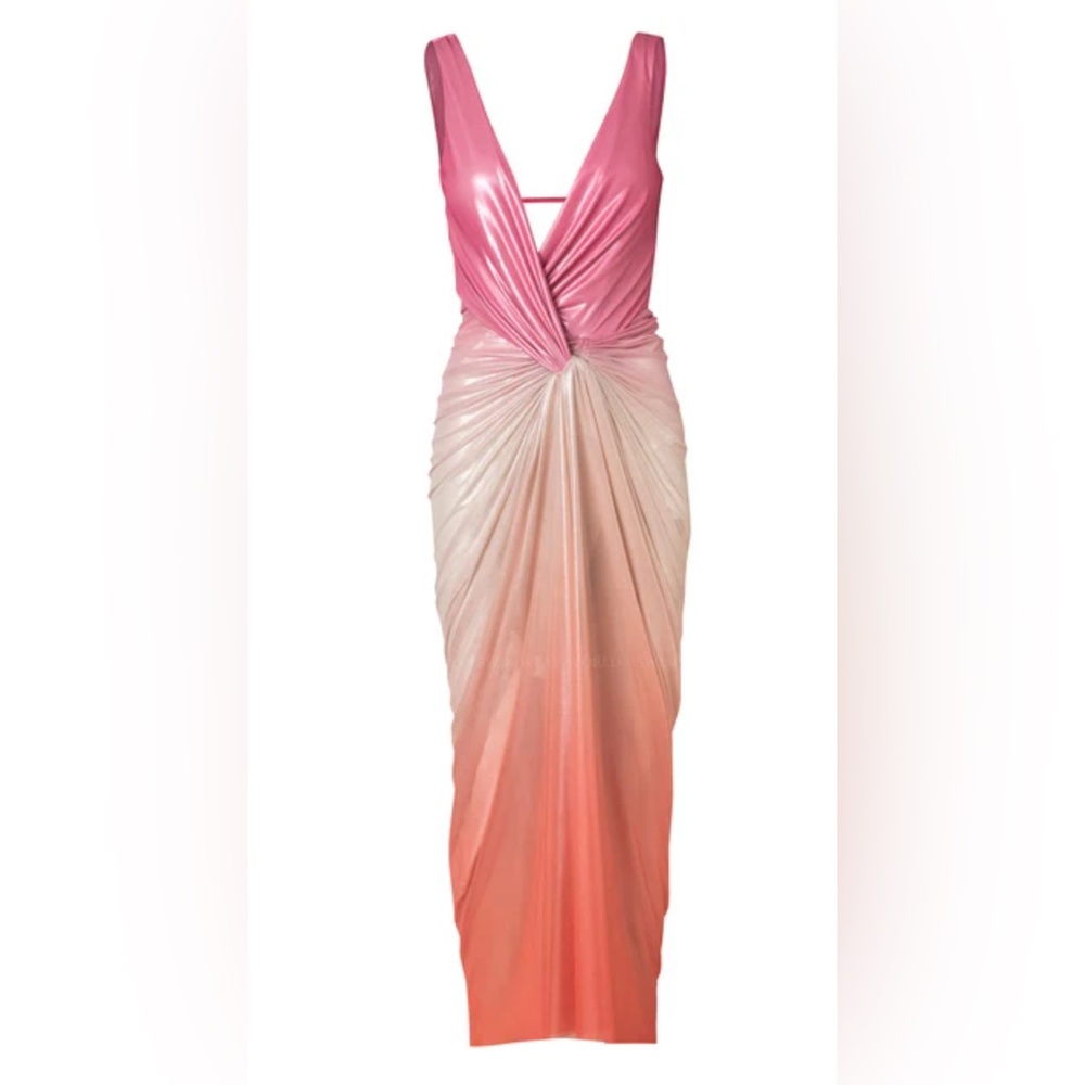 Elegant Pink and Cream and Orange Ombre Dress